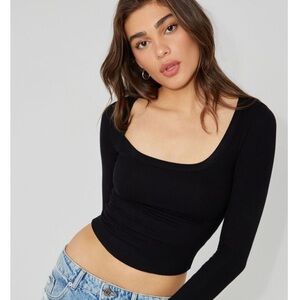 GARAGE Pamela Long Sleeve Scoop Neck Top